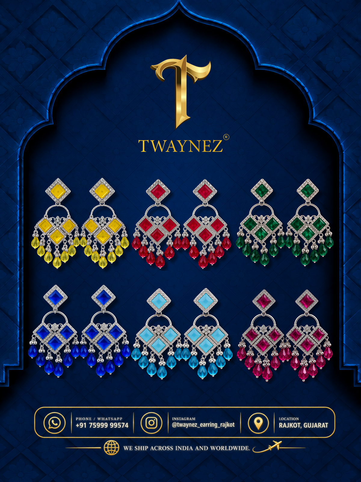 TWAYNEZ® Diamond Stone Jhumka Earrings