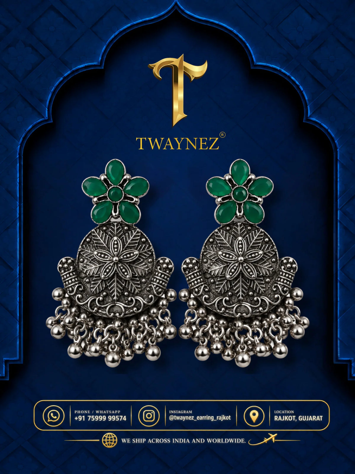 TWAYNEZ® Floral Oxidized Statement Earrings