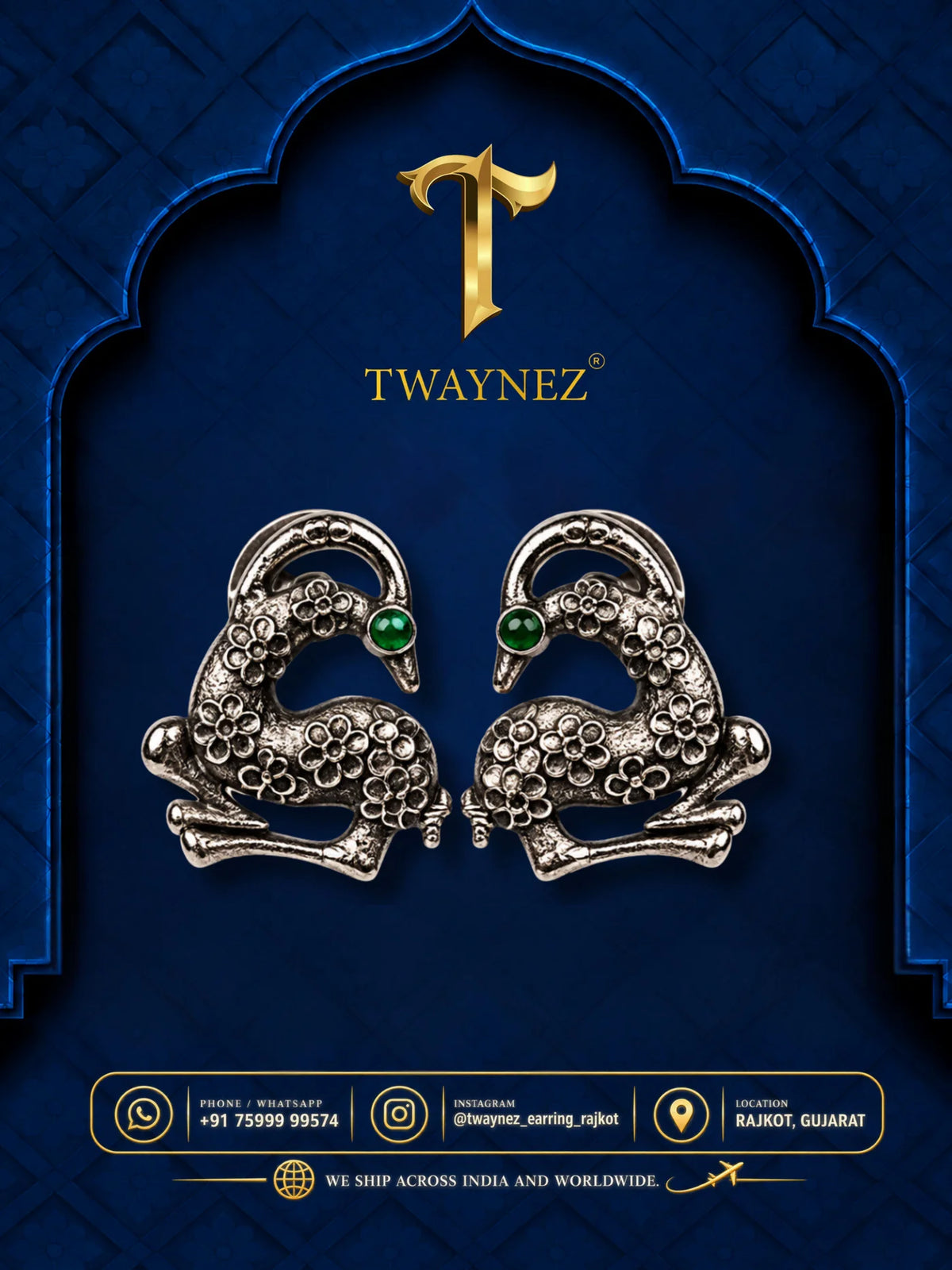TWAYNEZ® Deer Charm Oxidized Earrings