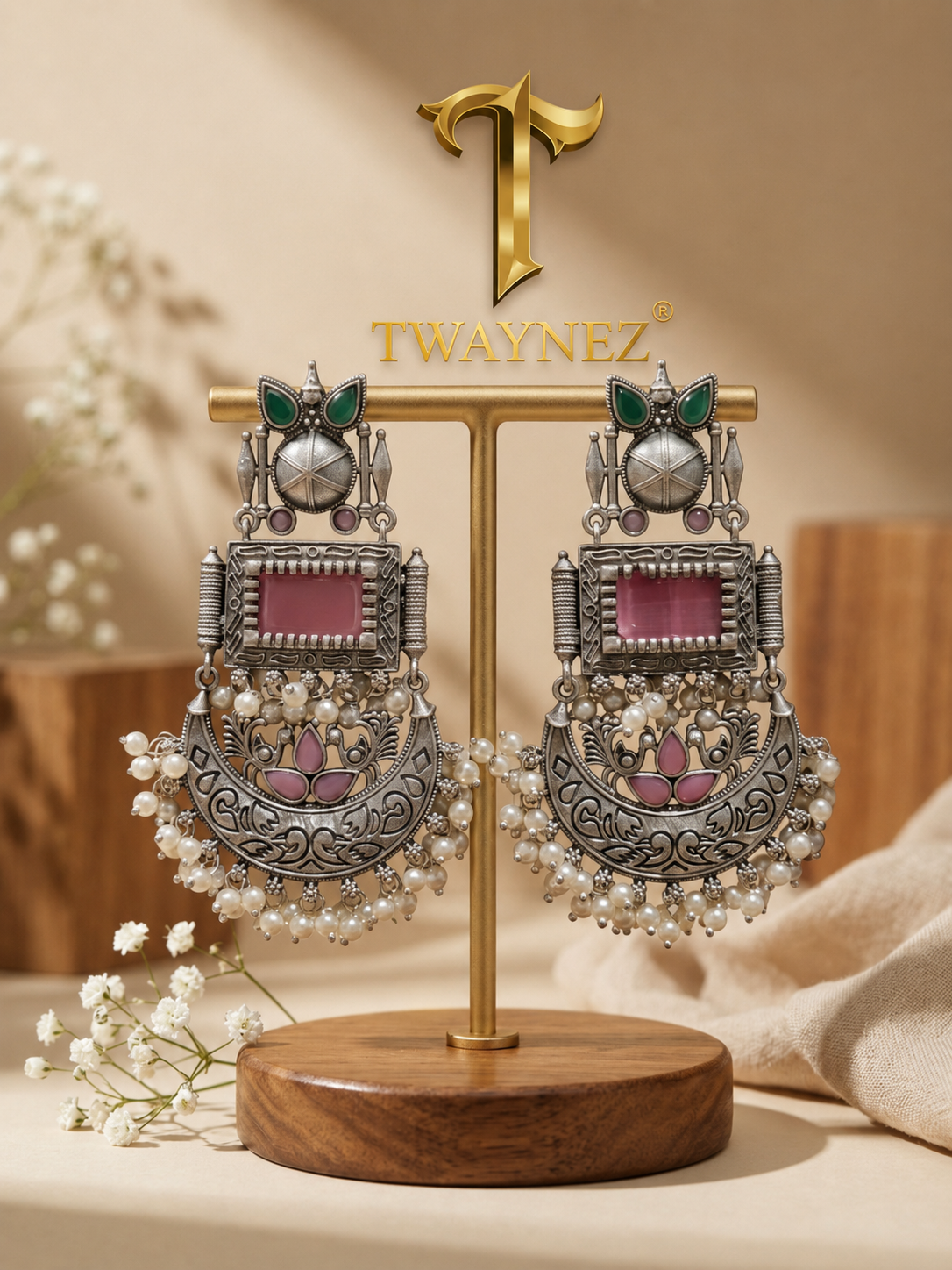Noor Peacock Dangler Earrings