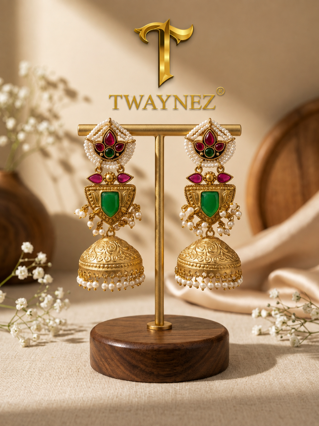 Pratyusha Gold Jhumki Earrings